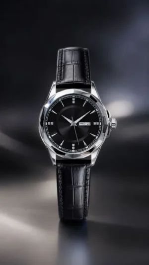 Classic Black Leather Strap Watch for Men