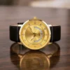 Gold Dial Men’s Watch with Brown Leather Strap