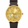 Gold Dial Men’s Watch with Brown Leather Strap