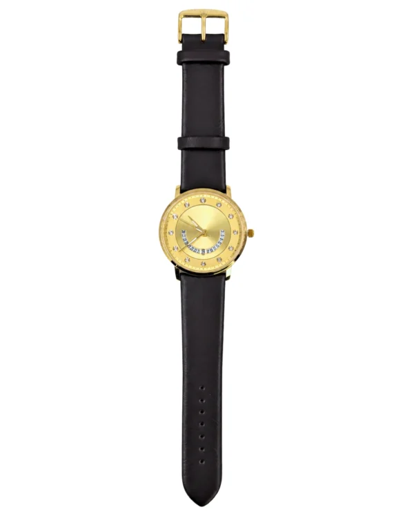 Gold Dial Men’s Watch with Brown Leather Strap