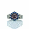 Luxury Blue Bezel Burgundy Dial Stainless Steel Men's Watch