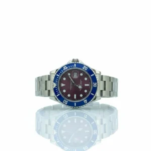 Luxury Blue Bezel Burgundy Dial Stainless Steel Men's Watch Luxury Blue Bezel Burgundy Dial Stainless Steel Men's Watch
